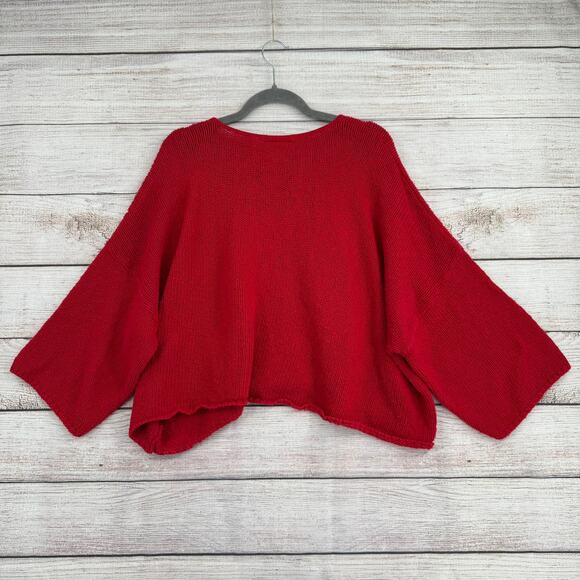 Vintage 90s S.W.A.K. Crop Oversized Sweater Womens Large Red Made in USA - Picture 2 of 9